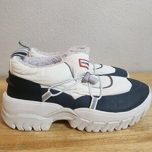 Hunter Womens Shoes Size 9 White Black Insulated Fleece Lined Winter Boots